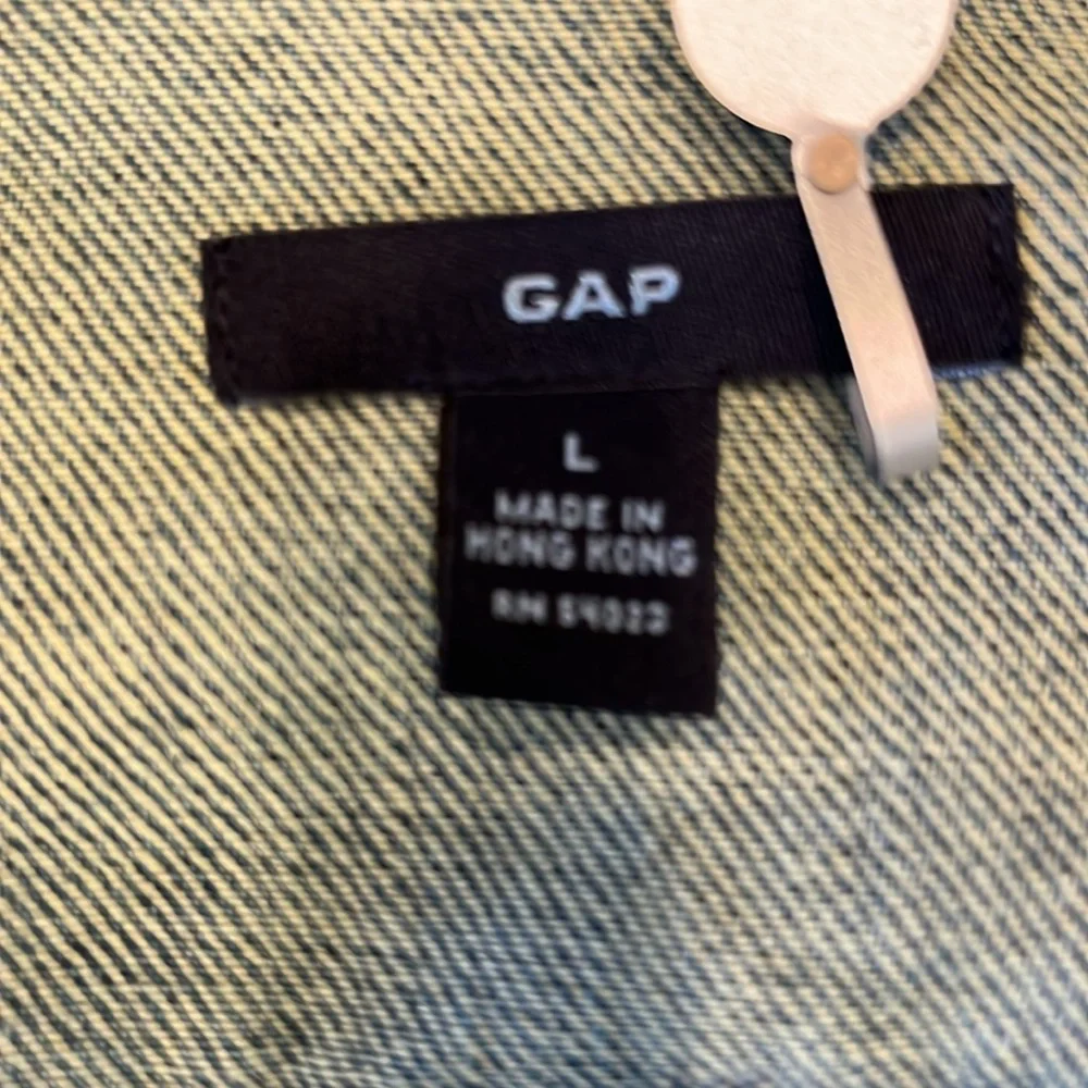 Gap long sleeve 100% cotton denim blazer single button from pocket fitted SZ L - Picture 10 of 16